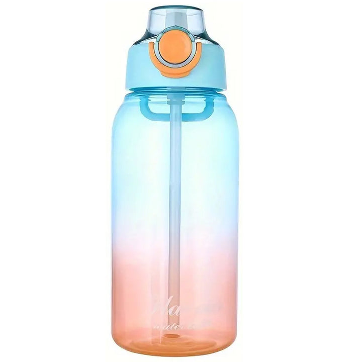 Sporttrinkflasche 1 L mit Strohhalm, Farbverlauf
