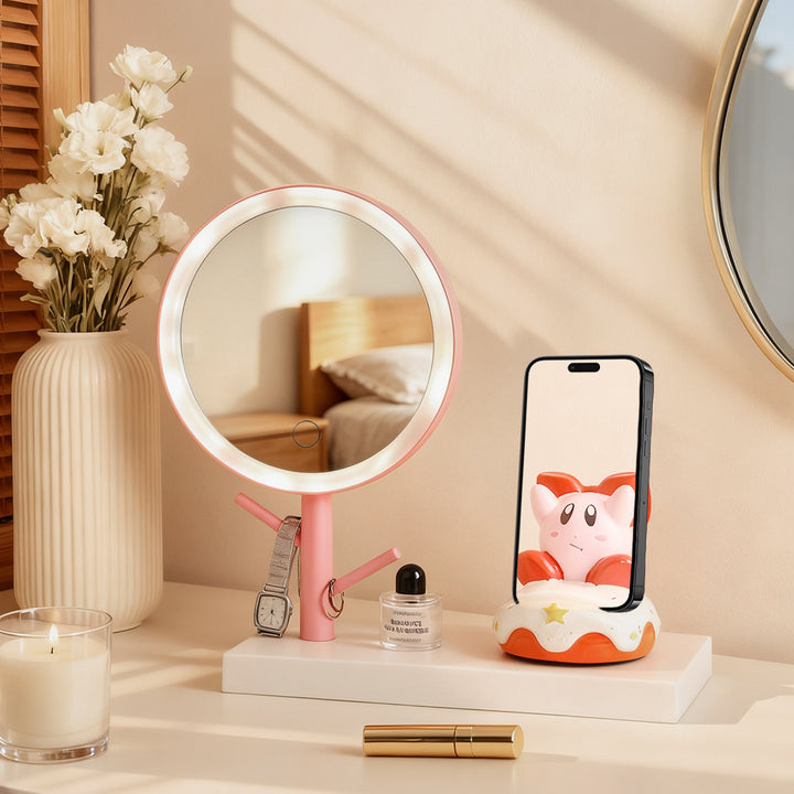 LED-Schminkspiegel mit Smartphone-Ständer