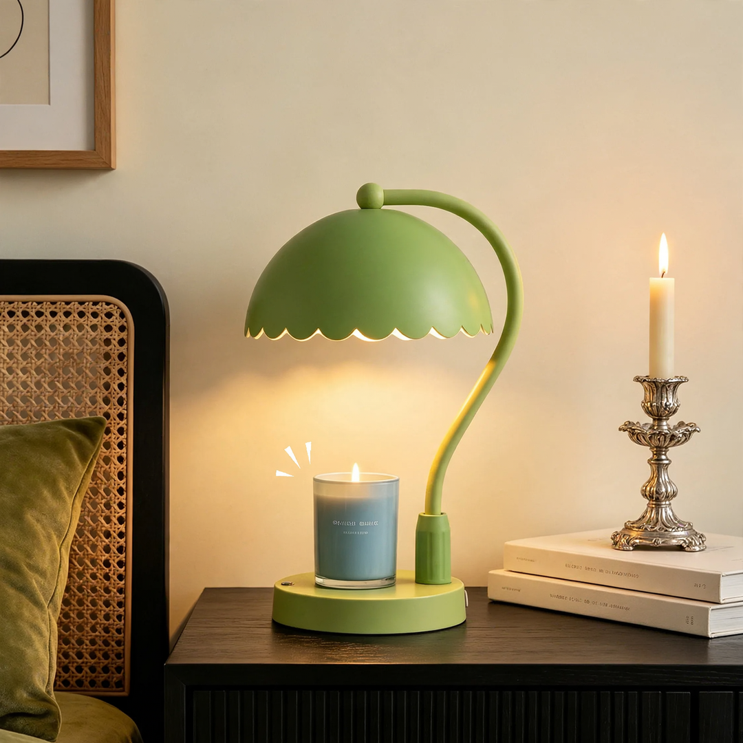 Tischlampe mit Duftkerze und Hebelmechanismus