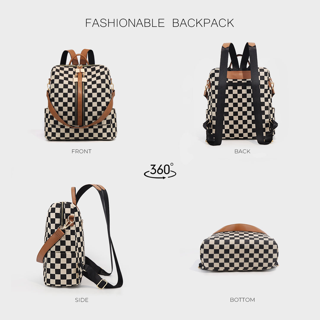 Rucksack Damen, Leinwand, Schachbrettmuster