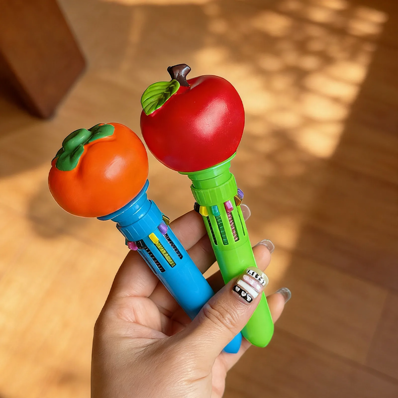 Mehrfarbiger Kugelschreiber mit Lebensmittel-Motiven