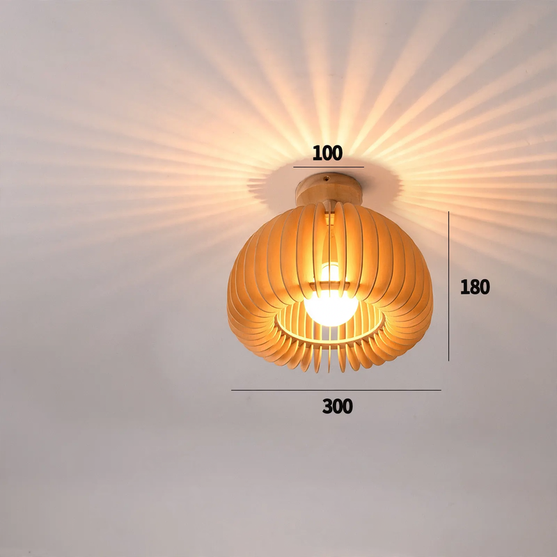Holz-Hängelampe mit LED, höhenverstellbar