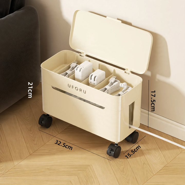 Kabelorganizer-Box, doppellagig, mit Rollen, Modell DD2626