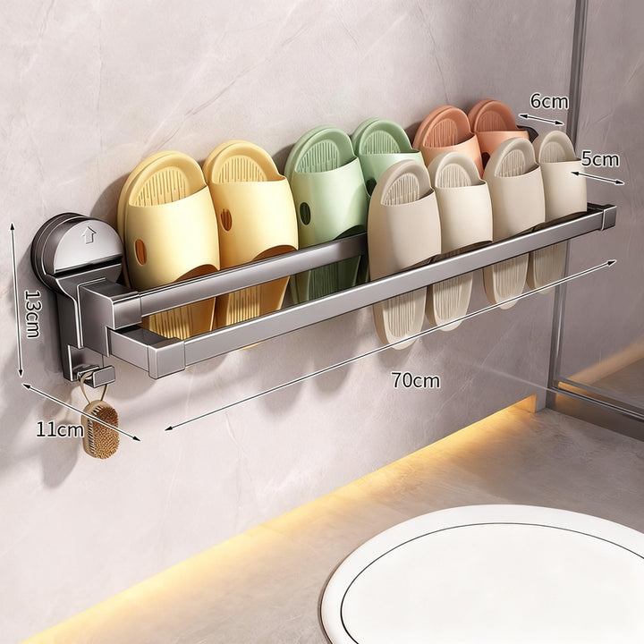 Wandmontiertes Pantoffelregal aus Weltraum-Aluminium