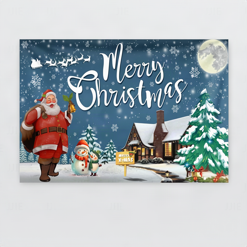 Merry Christmas Family Canvas - Humans & 2 Pets