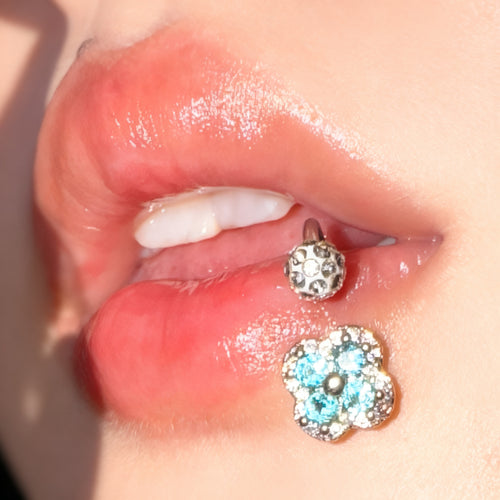 Lippenstecker Edelstahl mit Strass, verschiedene Größen