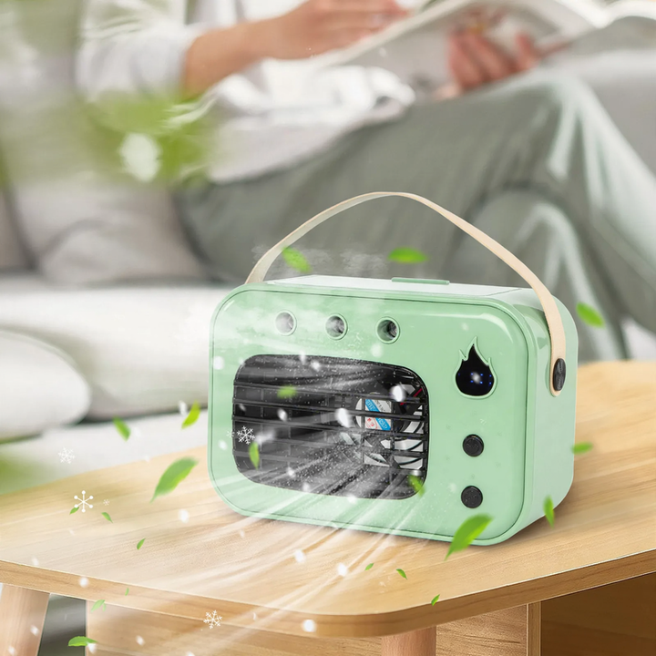 Tisch-Sprühventilator mit Befeuchtungsfunktion