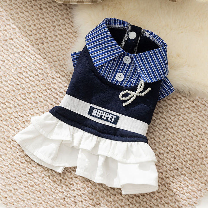 Kariertes Kleid für kleine Hunde – Herbst und Winter