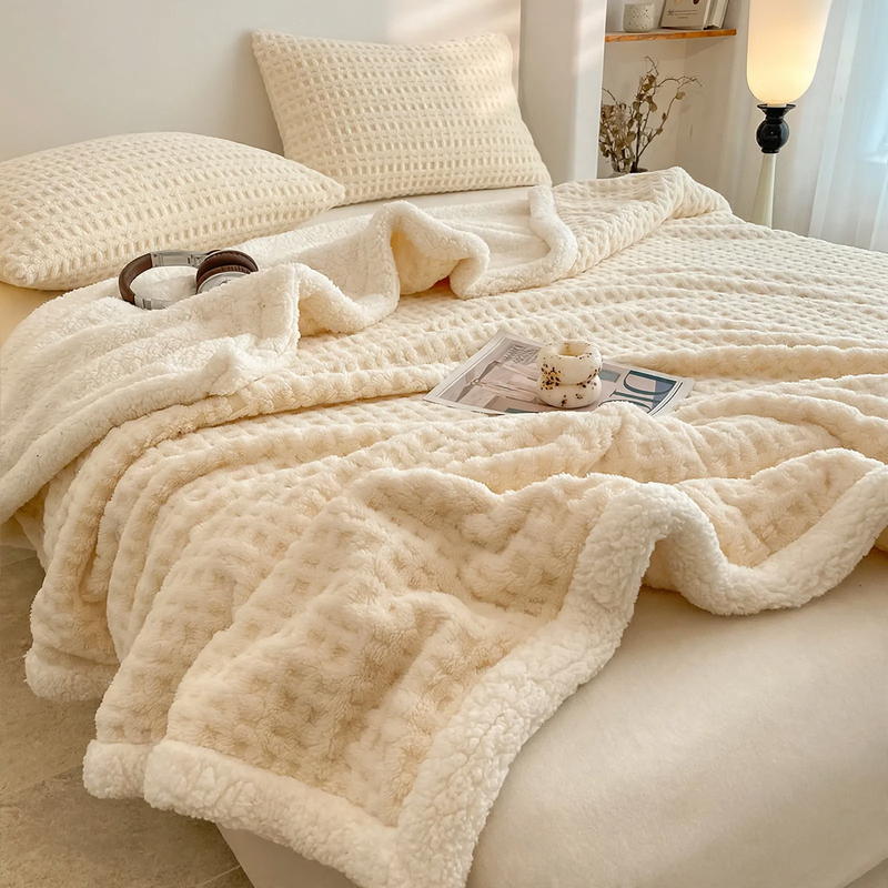 Doppellagige Waffelpique-Fleece-Decke, 1000–1500 g