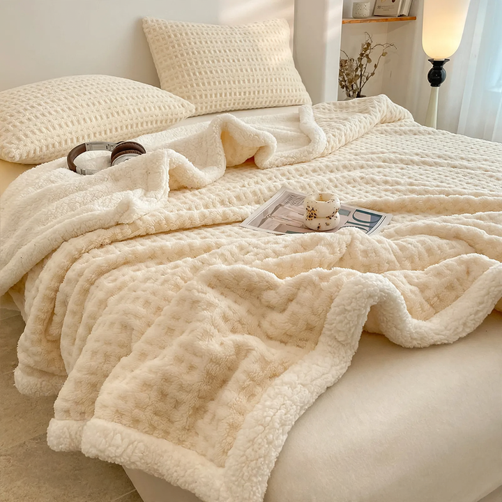 Doppellagige Waffelpique-Fleece-Decke, 1000–1500 g