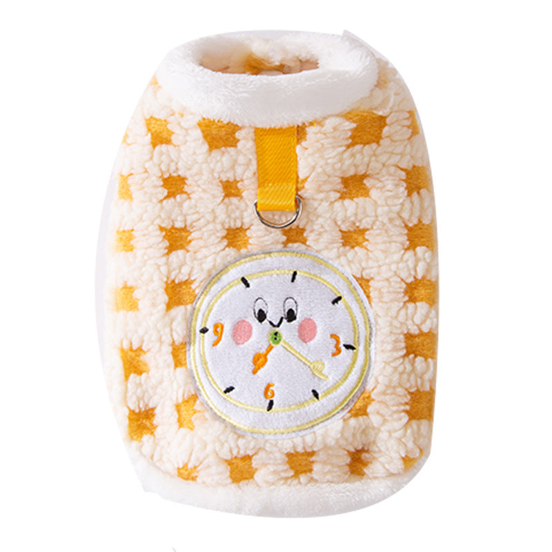 Katzen-Fleece-Pullover mit Uhr-Motiv, mehrere Größen