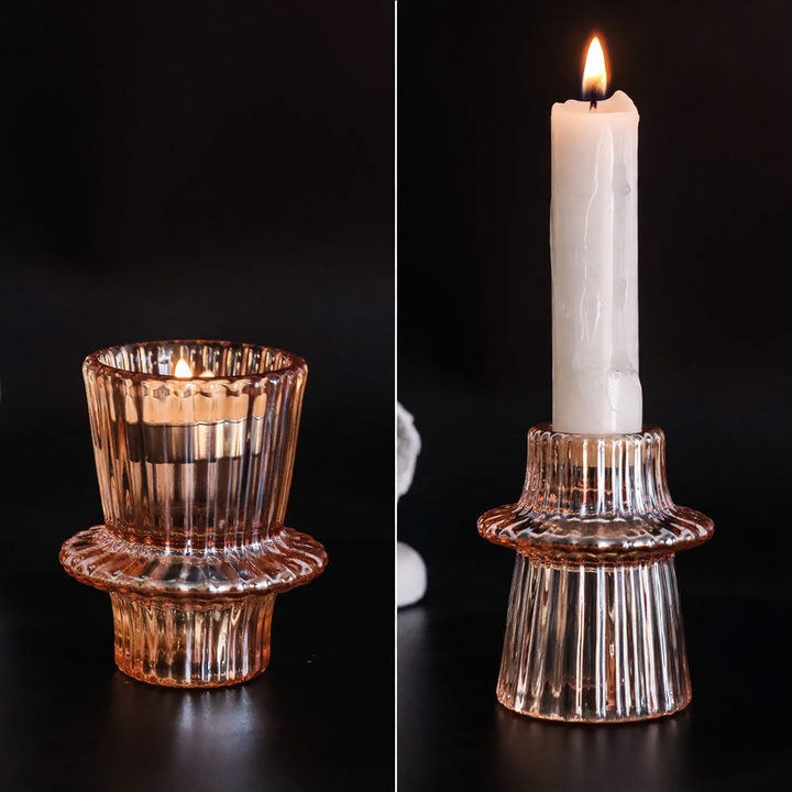 Kristall-Glas-Kerzenständer in Grün