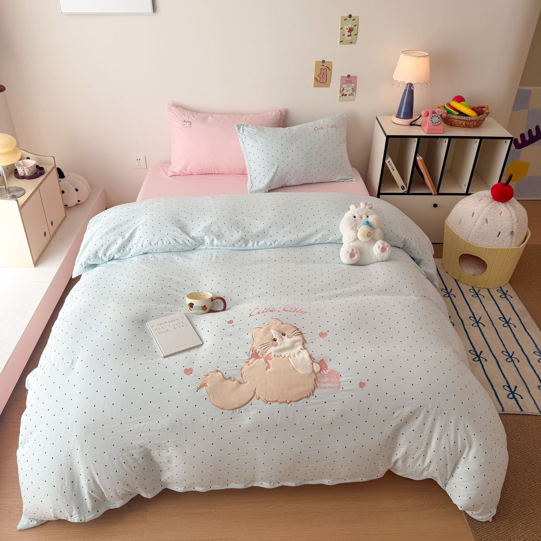 Sommerdecke aus Baumwolle mit Katzenmotiv