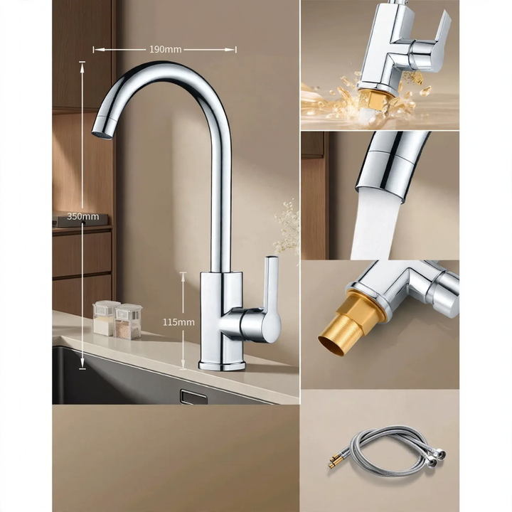 Küchenarmatur mit Spritzschutz, drehbar, Modell S-10804