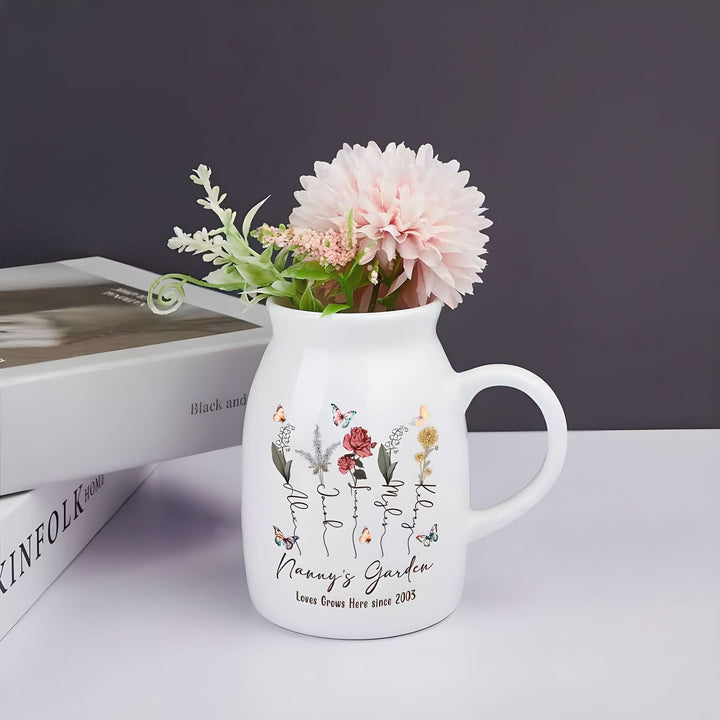 Keramik-Tasse mit Blumenmuster, 300–450 ml