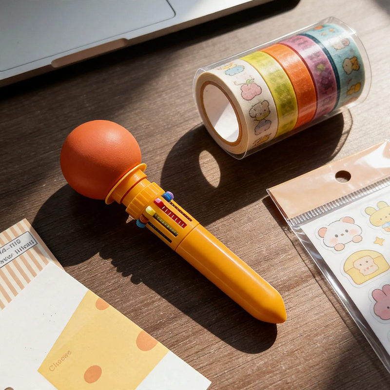 Mehrfarbiger Kugelschreiber mit Makronen-Design