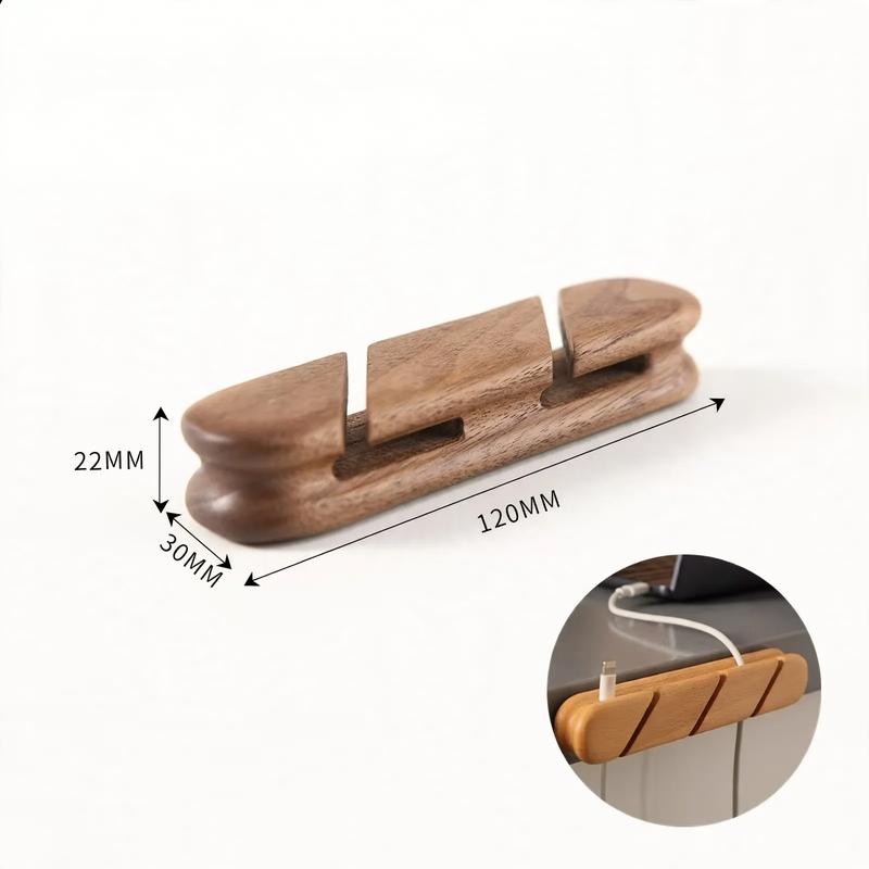 Holz-Kabelorganizer mit Schlitzen