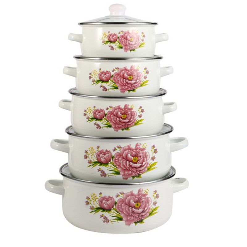 Emaillierter Topf mit Glasdeckel, 2,1–3 L