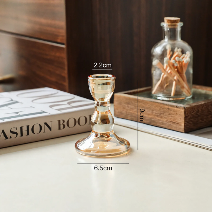 Kerzenständer aus Glas, Bernsteinfarbe, europäischer Stil