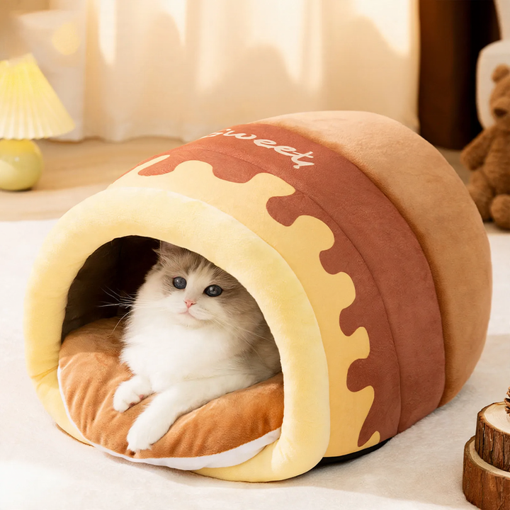Halboffenes Katzenbett mit Wärmefunktion