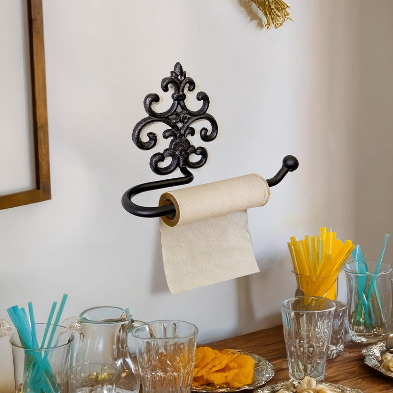 Gusseisen-Handtuchring, Vintage-Stil, schwarz