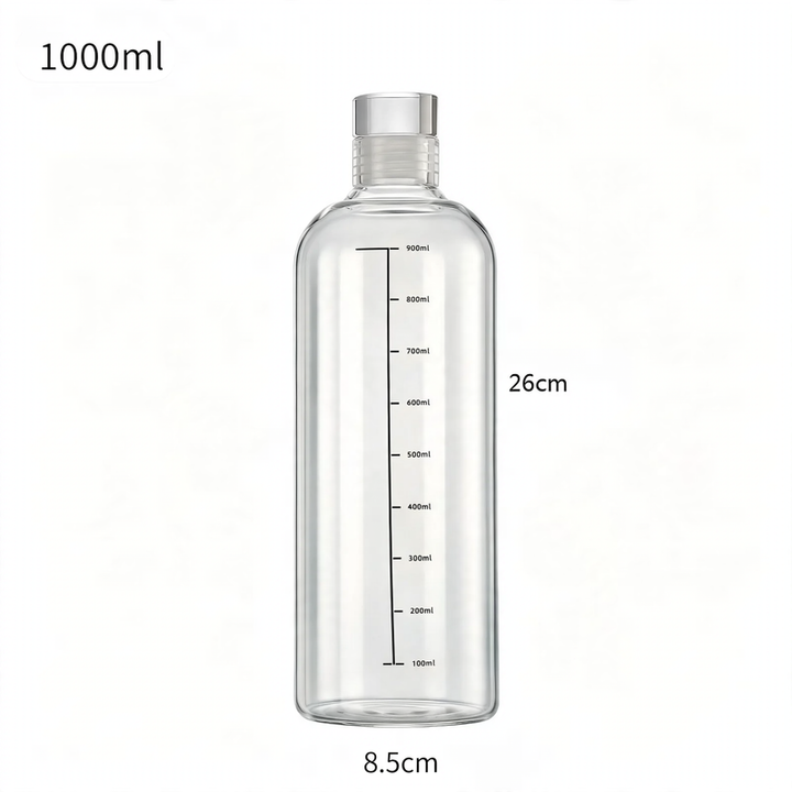 Hochborosilikat-Glasflasche zum Abfüllen, transparent