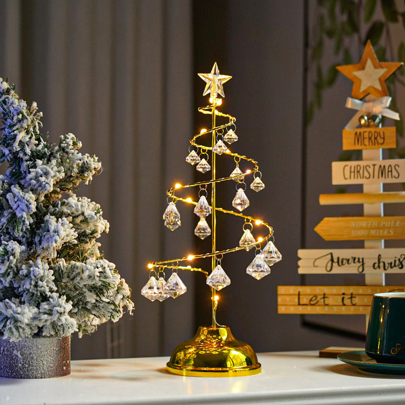 LED-Kristallbaum-Licht mit Metallsockel, USB und Batterie