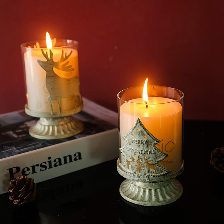 Kerzenständer aus Eisen und Glas, europäischer Stil