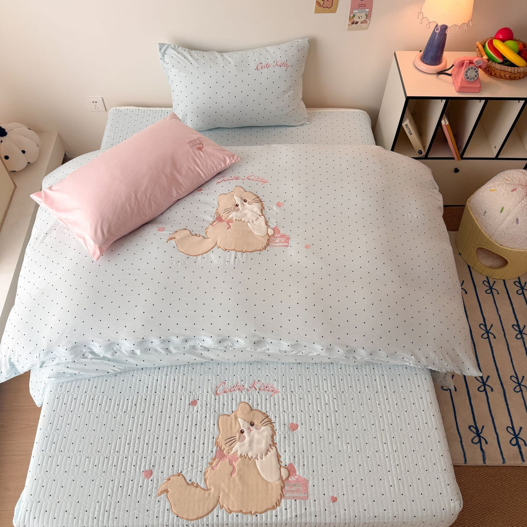 Sommerdecke aus Baumwolle mit Katzenmotiv
