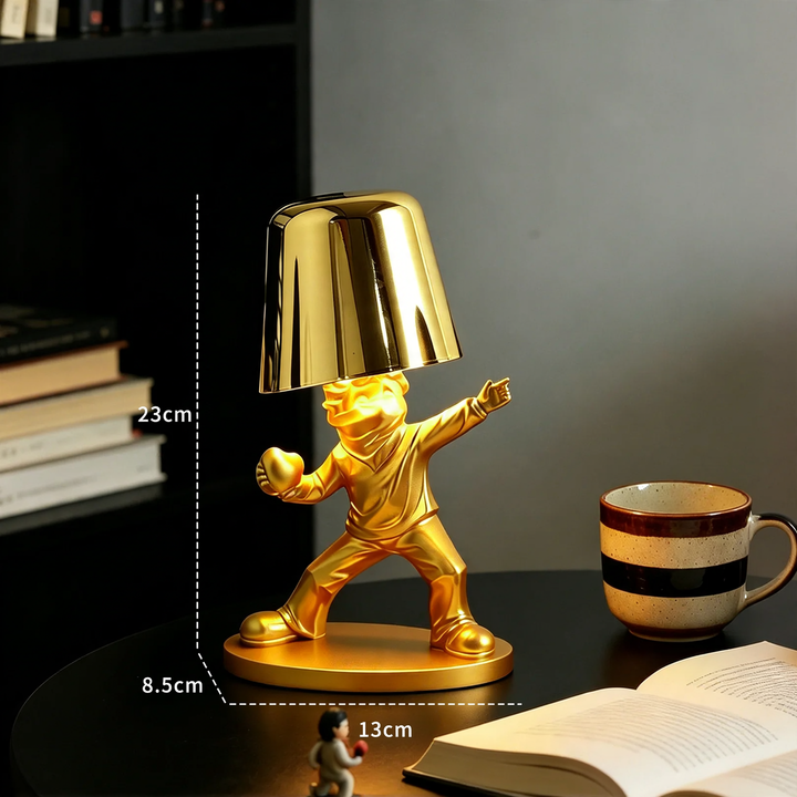 Moderne Tischlampe mit Figurenmotiv, dreifarbig dimmbar