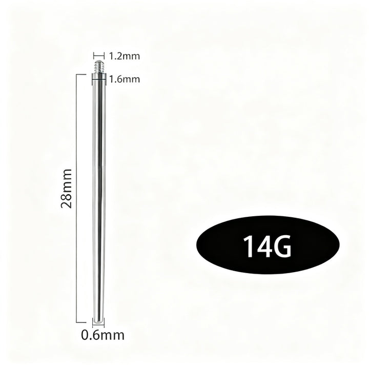 Titan-Piercingstab, flache Basis, Innengewinde