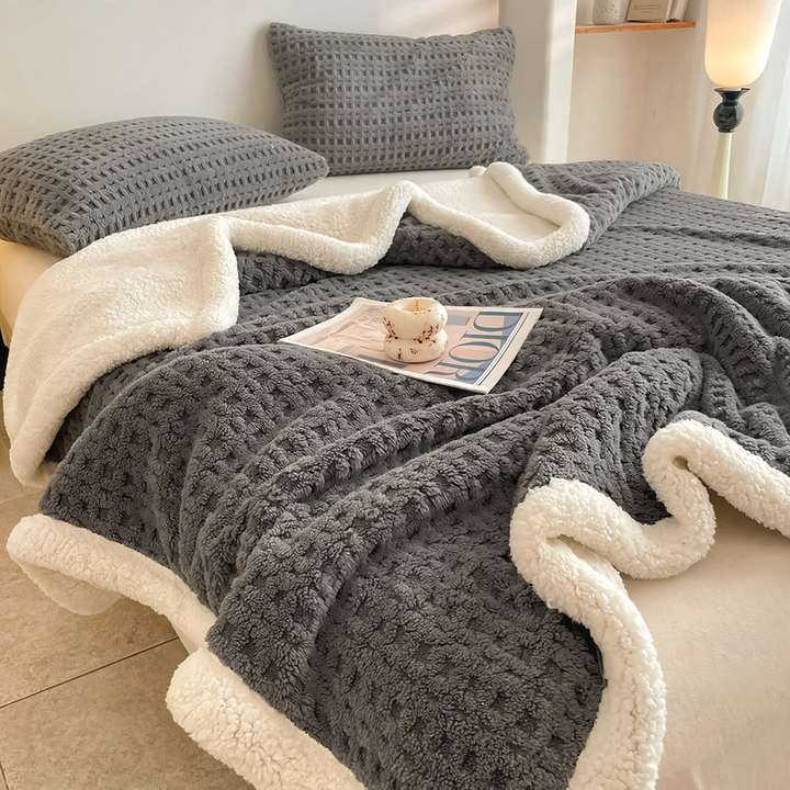 Doppellagige Waffelpique-Fleece-Decke, 1000–1500 g