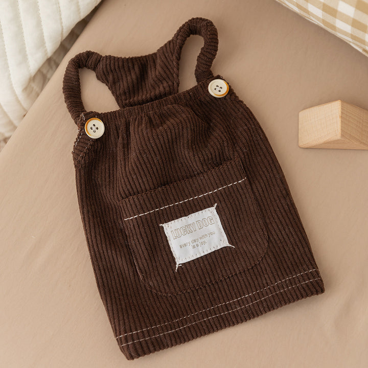 Hundeträgerkleid aus Kord, mit Tasche