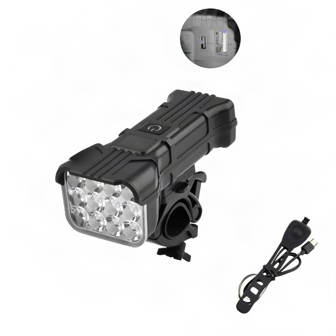 USB-Fahrradlicht mit 12 LEDs und Hupe