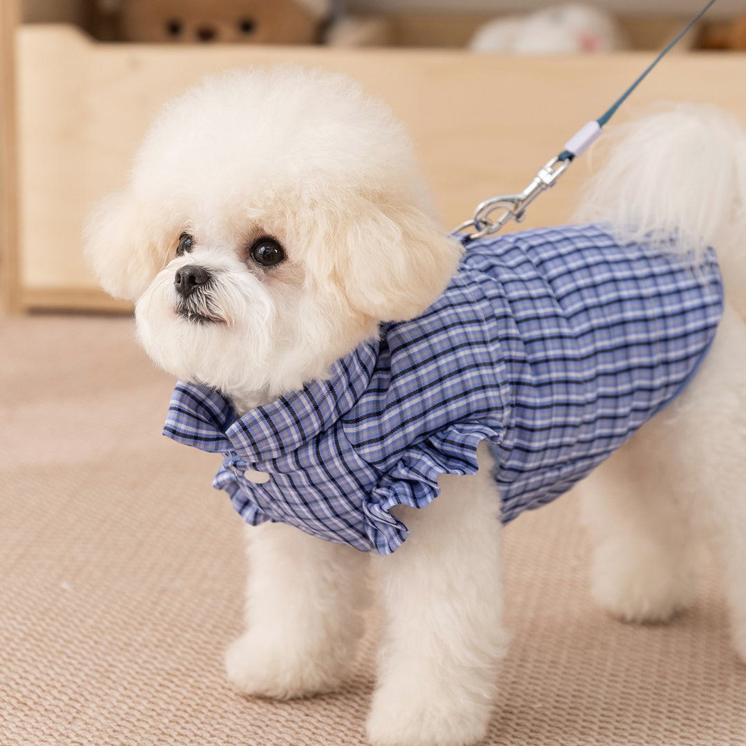 Hundejacke, Karo-Muster, mit Leine, Baumwolle