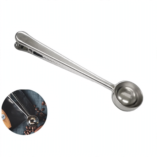 Edelstahl-Messlöffel mit Verschlussclip