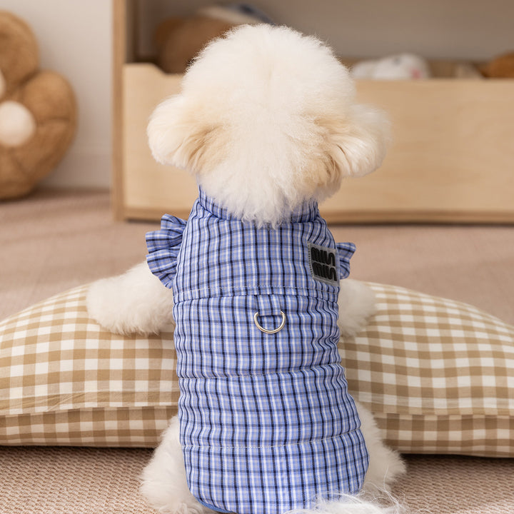 Hundejacke, Karo-Muster, mit Leine, Baumwolle
