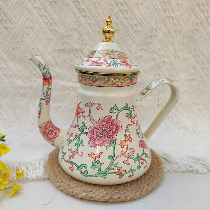 Emaillierte Kaffeekanne mit Schwanenhals, 1,2–1,5 L