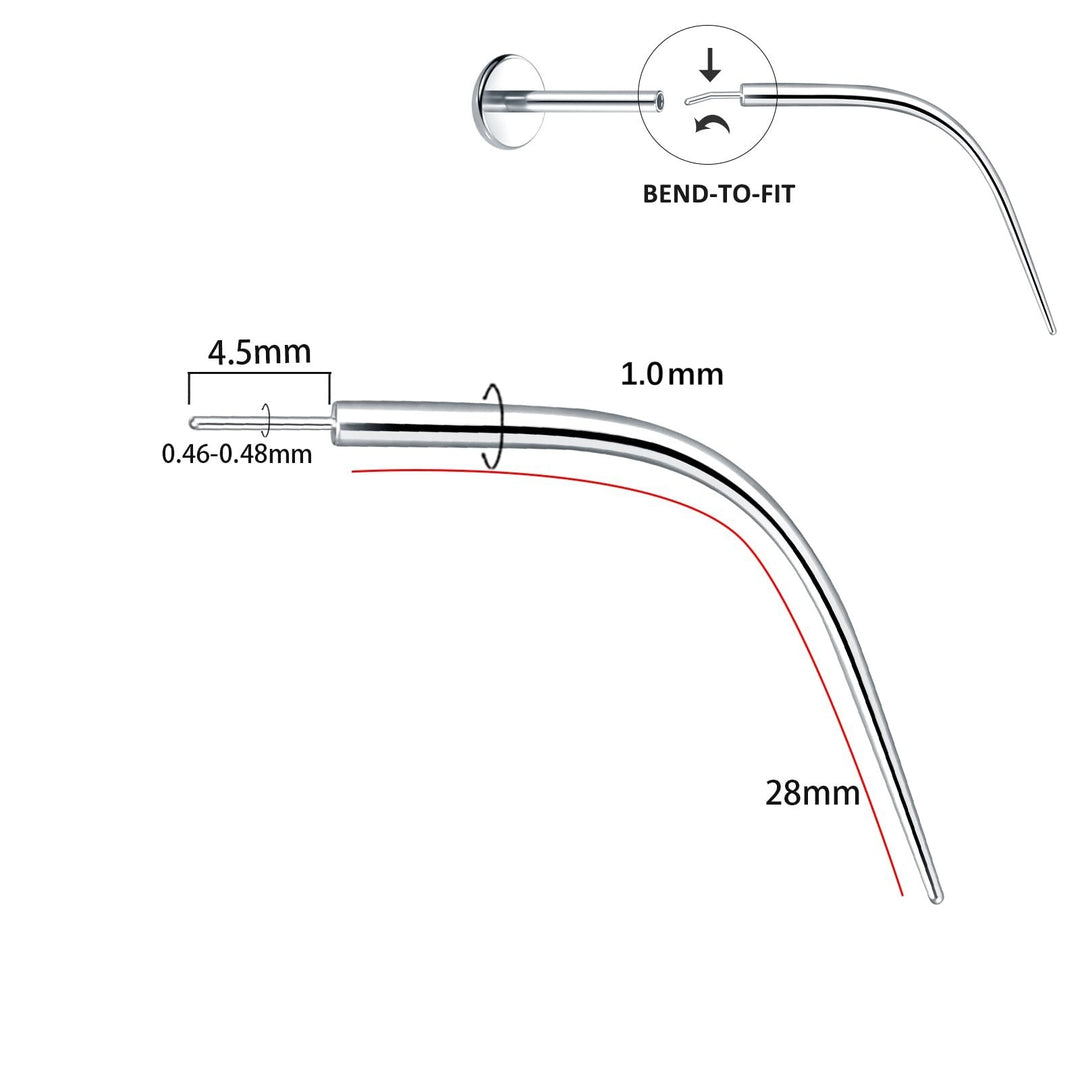Titan-Piercingstab, flache Basis, Innengewinde