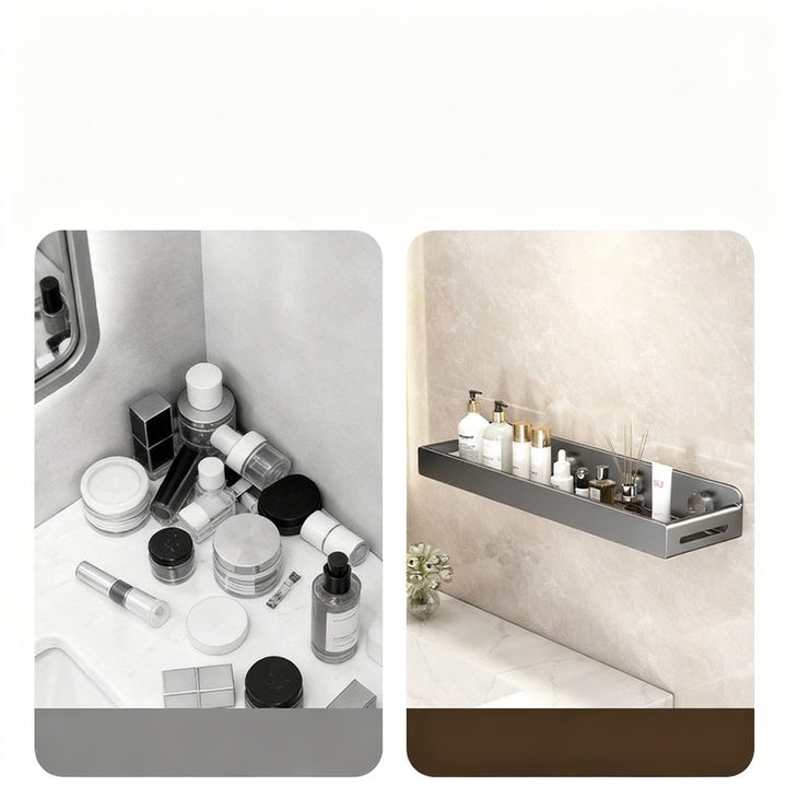 Unsichtbares Badezimmer-Wandregal ohne Bohren