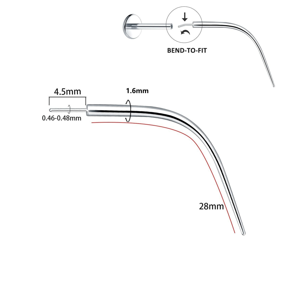 Titan-Piercingstab, flache Basis, Innengewinde