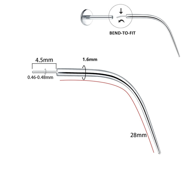 Titan-Piercingstab, flache Basis, Innengewinde