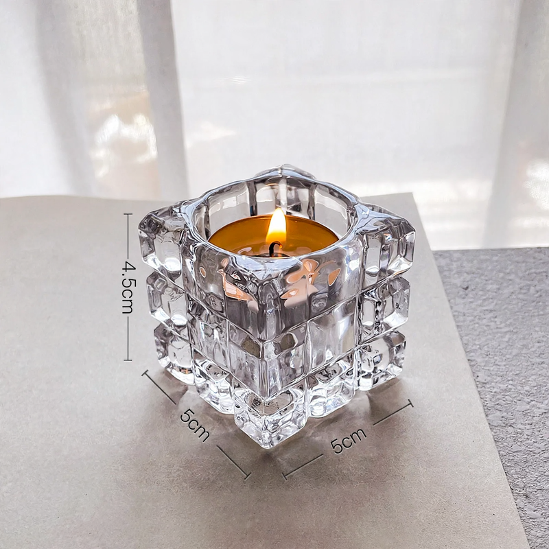 Eiswürfel-Glaskerzenhalter, transparent