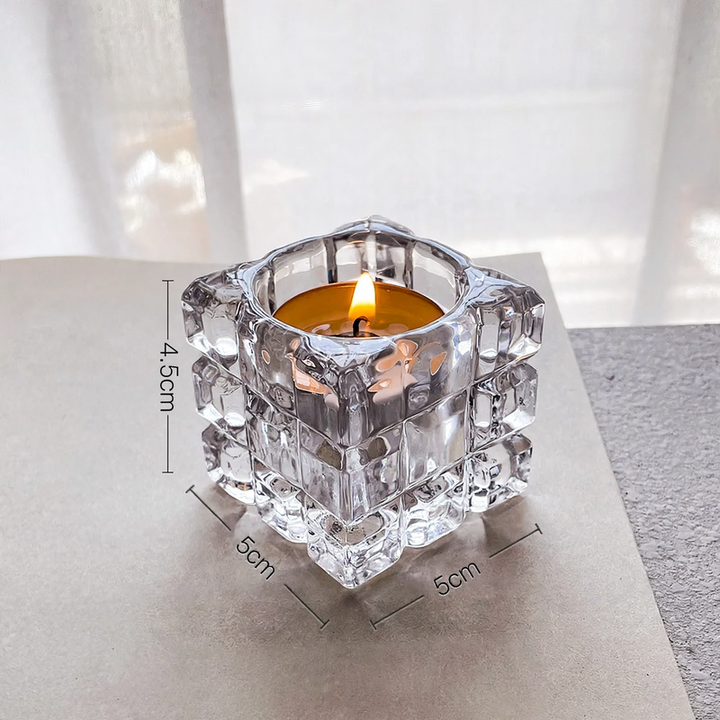 Eiswürfel-Glaskerzenhalter, transparent