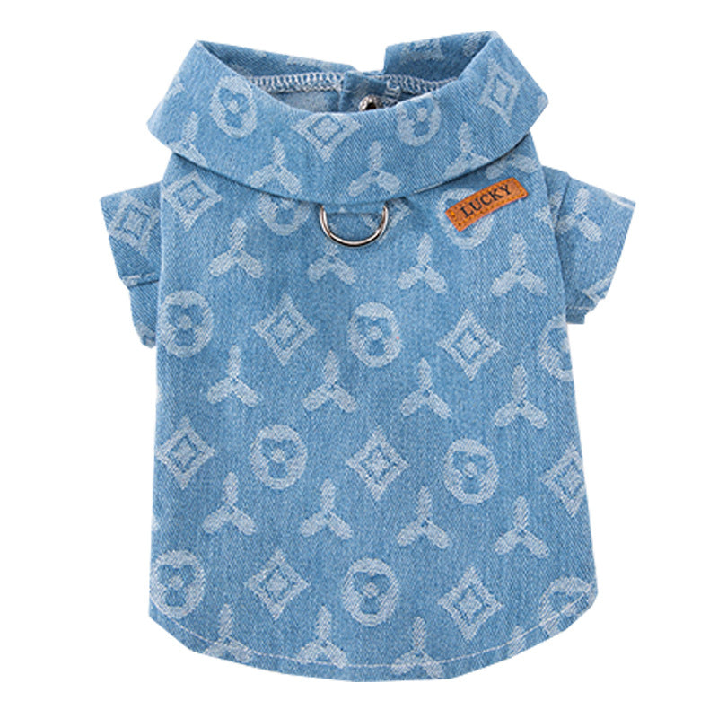 Denim-Hundejacke mit Führungsring für zwei Vorderpfoten