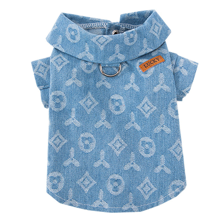 Denim-Hundejacke mit Führungsring für zwei Vorderpfoten