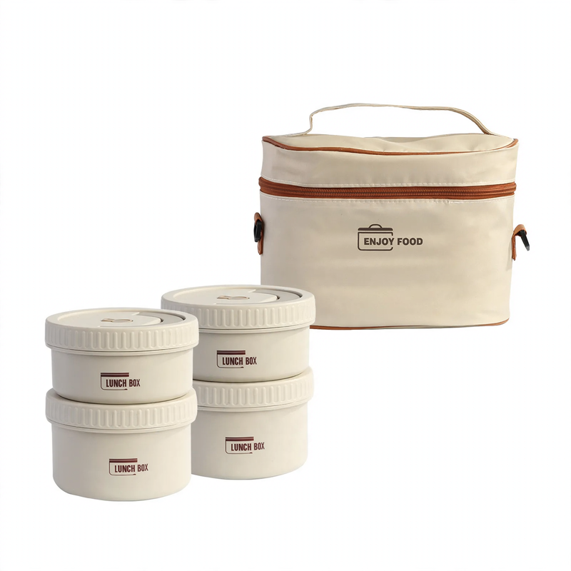 Edelstahl-Lunchbox, rund, 470–600 ml, mit Deckel