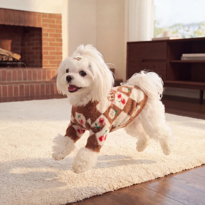 Dicke Strickjacke für Hunde mit Rautenmuster