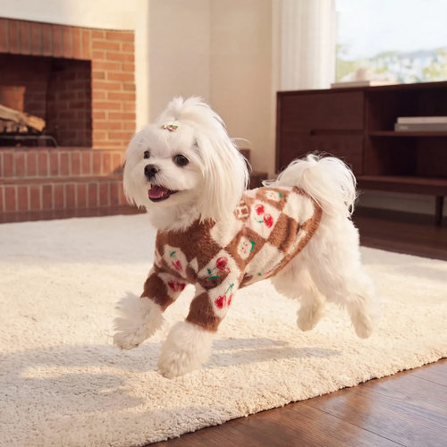 Dicke Strickjacke für Hunde mit Rautenmuster
