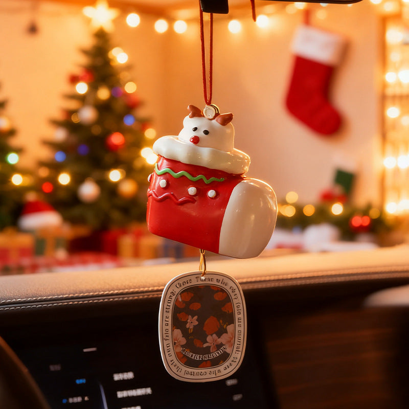 Weihnachtssocken-Autoduft-Hänger mit Plättchen